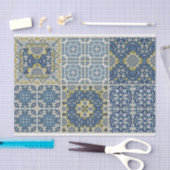 Dekustopapier mit blauem und gelben Fliesen Seidenpapier (Handwerk)