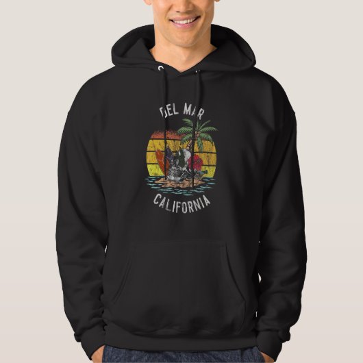 Del Mar Beach California Palms Skull Surset Sunset Hoodie (Vorderseite)