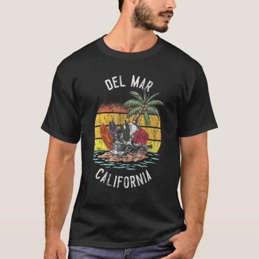 Del Mar Beach California Palms Skull Surset Sunset T-Shirt (Vorderseite)