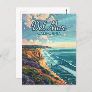 Del Mar California San Diego Beach Pacific Vintag Postkarte