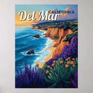 Del Mar Kalifornien Vintage Strand - San Diego Poster