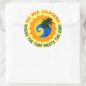 Del Mar, Kalifornien, wo der Turf das Surf trifft Runder Aufkleber (Tasche)