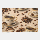 Del Munchie Kaffeebohnen im Vintage-Stil Tee Geschirrtuch (Horizontal)
