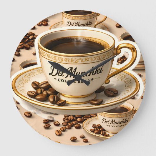 Del munchy Kaffeebohnen Premium Große Wanduhr (Vorderseite)