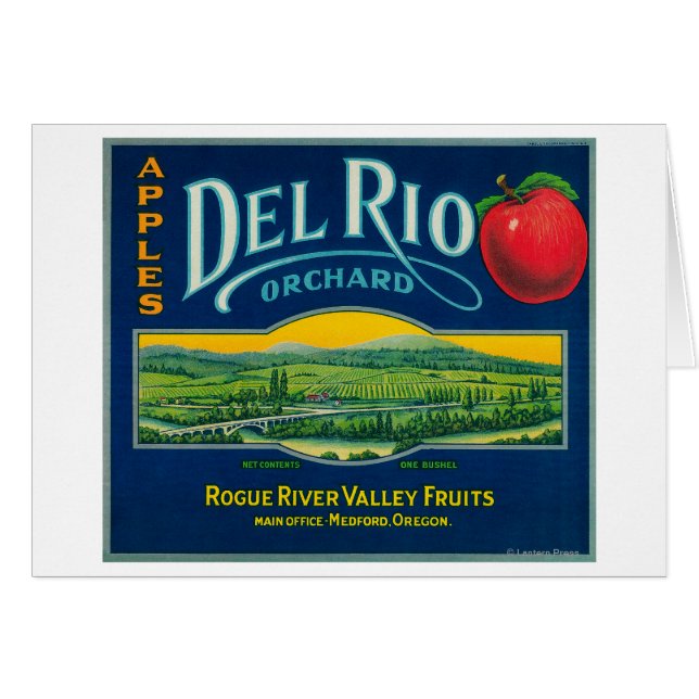 Del Rio Apple Crate LabelMedford, OR (Vorderseite (Horizontal))