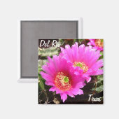 Del Rio Texas Souvenirs Rosa Kaktus Blume Magnet (Vorderseite/Rückseite)