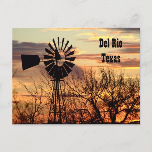 Del Rio Texas Windmühle Postkarte (Vorderseite)