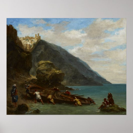 Delacroix - Blick auf Tanger vom Meer Poster (Vorne)
