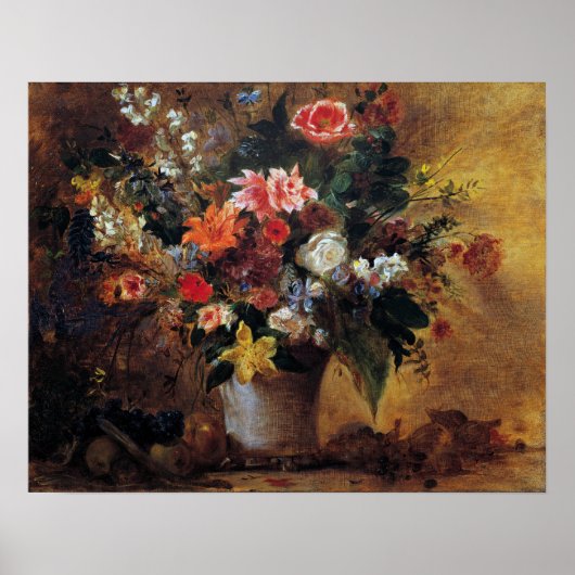 Delacroix - Blume Stillleben Poster (Vorne)