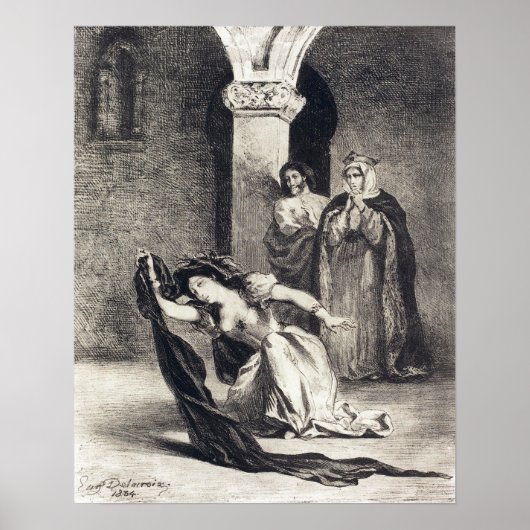 Delacroix - Das Lied der Ophelie (Akt IV Szene V) Poster (Vorne)