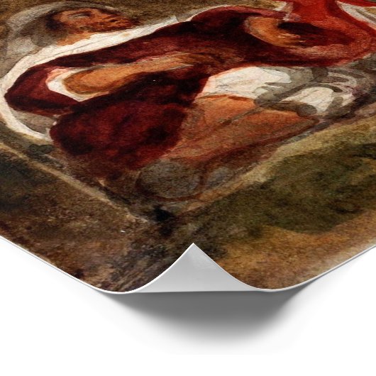 Delacroix - Drei arabische Pferde in einem Lager Poster (Ecke)