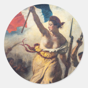 Delacroix - Freiheit, die die Menschen Nah nach ob Runder Aufkleber