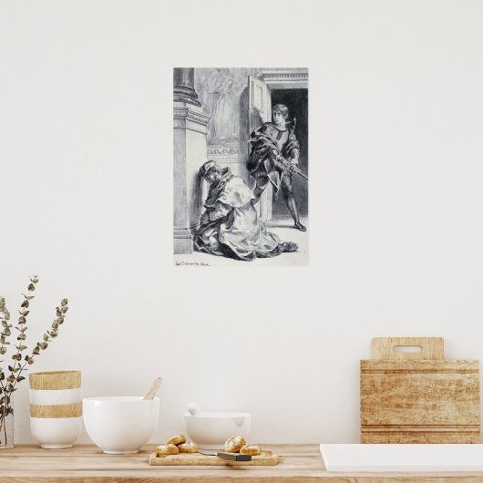 Delacroix - Hamlet versucht, den König zu töten Poster (Küche)