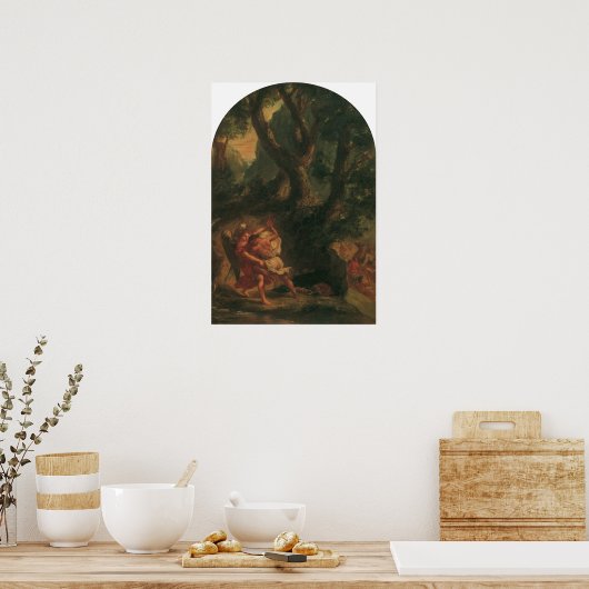 Delacroix - Jakob kämpft mit dem Engel Poster (Küche)