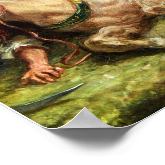 Delacroix - Löwenjagd Poster (Ecke)