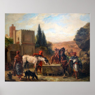 Delacroix - Pferde am Springbrunnen Poster