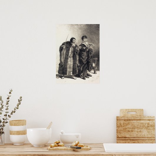 Delacroix - Polonius und Hamlet (Akt II Szene II). Poster (Küche)