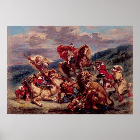 Delacroix - Studie über Lowen Hunt St Gallen Poster (Vorne)
