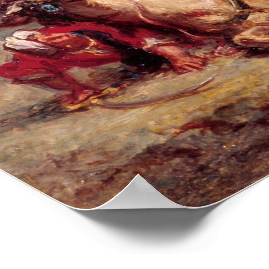 Delacroix - Studie über Lowen Hunt St Gallen Poster (Ecke)