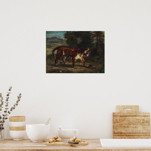 Delacroix - Tiger mit Schildkröte Poster (Küche)