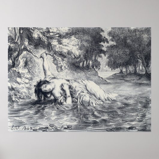 Delacroix - Tod von Ophelie Poster (Vorne)