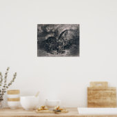 Delacroix - Wildes Pferd, das von einem Tiger geja Poster (Küche)