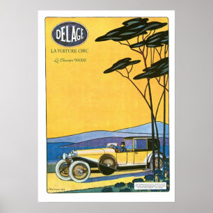 Delage Le Voiture Automobile Ad Vintag Art Poster