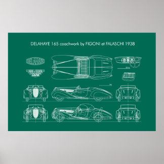 Delahaye 165 Figoni und Falaschi Blueprint Poster