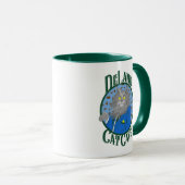 DeLand Cat Cafe's Henry DeCat in blauen Anzug Logo Tasse (VorderseiteRechts)