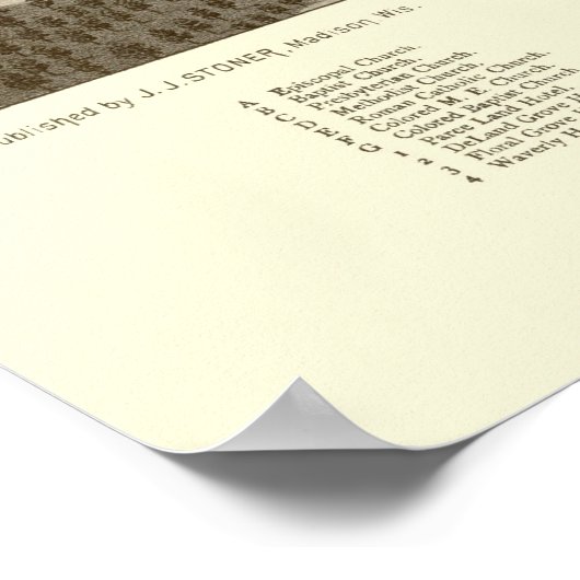 DeLand, FL Panoramic Map - 1884 Poster (Ecke)