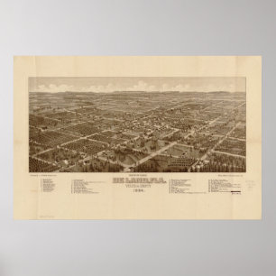 DeLand Florida 1884 Antike Panoramakarte Poster