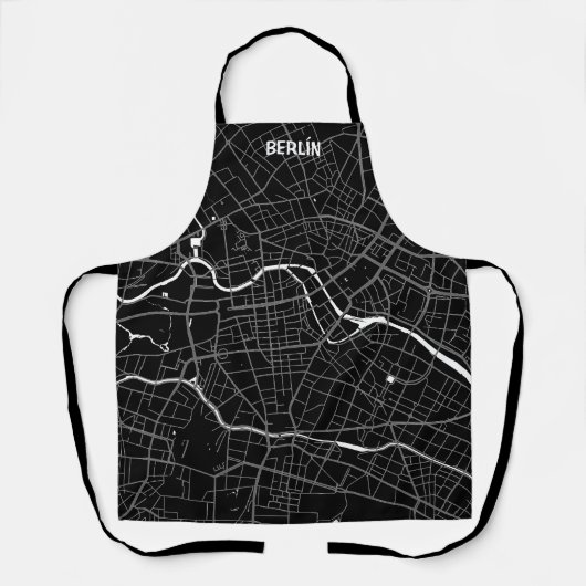 Delantal mapa minimalista Berlín - Negro-blanco Schürze (Vorderseite)