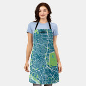 Delantal mapa minimalista Madrid - Azul-verde Schürze (Getragen)