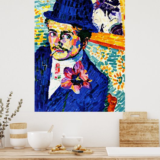 Delaunay - Mann mit einem Tulip, schöne Kunst, Poster (Küche)