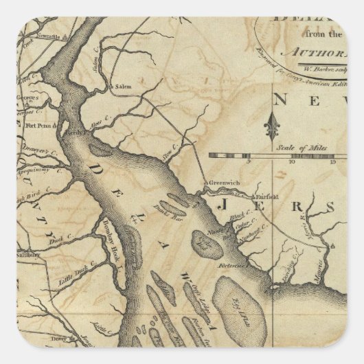 Delaware 2 quadratischer aufkleber (Vorderseite)