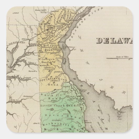 Delaware 6 quadratischer aufkleber (Vorderseite)