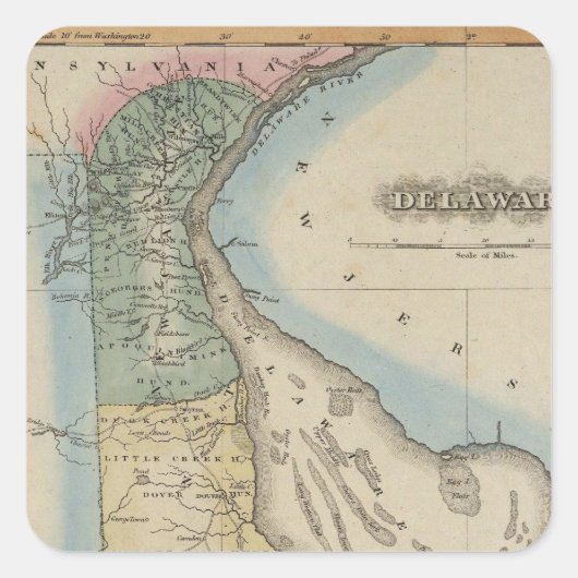Delaware 6 quadratischer aufkleber (Vorderseite)