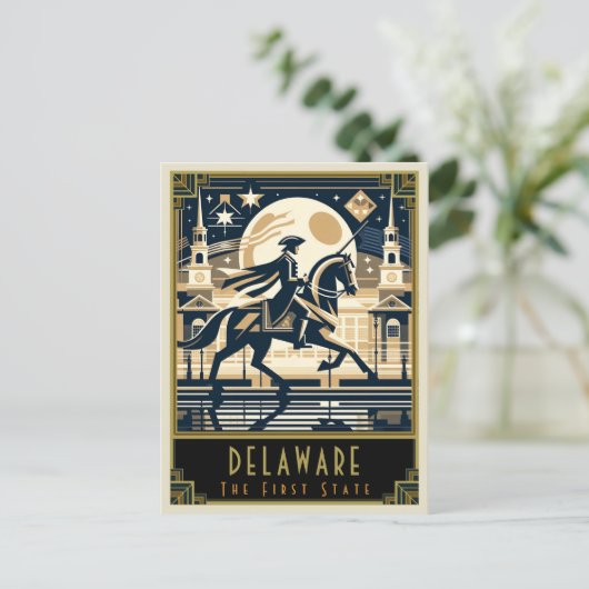 Delaware | Art Deco Postkarte (Stehend Vorderseite)