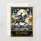 Delaware | Art Deco Postkarte (Vorne/Hinten)
