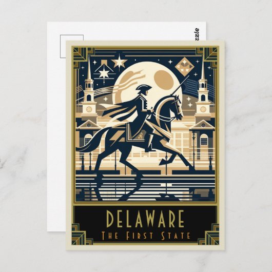 Delaware | Art Deco Postkarte (Vorne/Hinten)