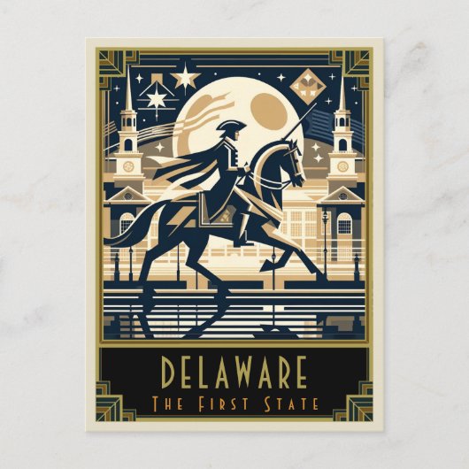 Delaware | Art Deco Postkarte (Vorderseite)