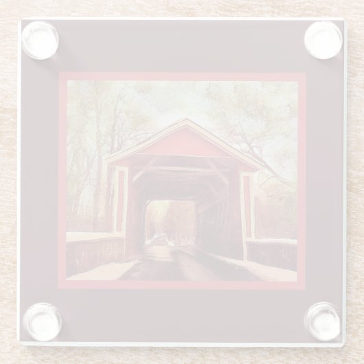 Delaware Ashland Covered Bridge Glass Untersetzer (Rückseite)