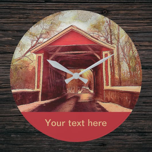 Delaware Ashland Covered Bridge Large Clock Große Wanduhr