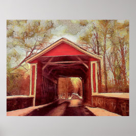 Delaware Ashland Covered Bridge Wood Poster
