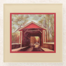 Delaware Ashland Red Covered Bridge auf Cream