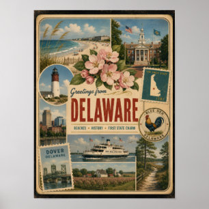 Delaware Authentischer Vintage-Stil Poster