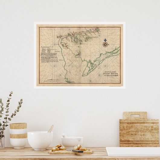 Delaware Bay Map 1639 Poster (Küche)