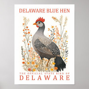 Delaware Blue Hen Bird of Delaware USA Travel Poster