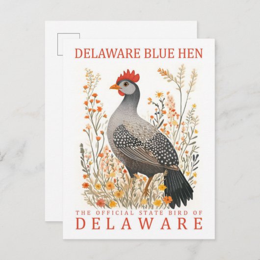 Delaware Blue Hen Bird of Delaware USA Travel Postkarte (Vorne/Hinten)