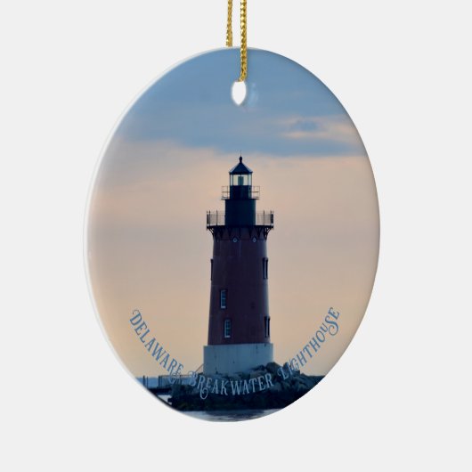 Delaware Breakwater Lighthouse Cape Henlopen Lewes Keramik Ornament (Rechts)